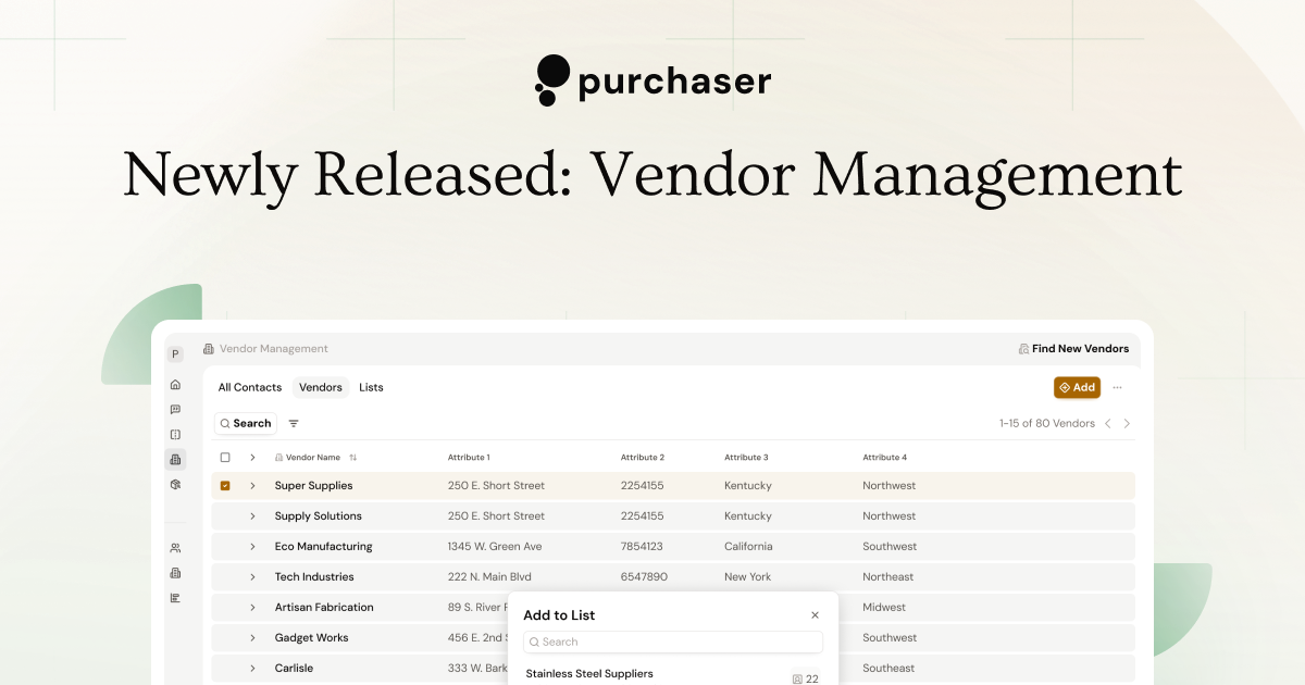 Newly Released: Vendor Management