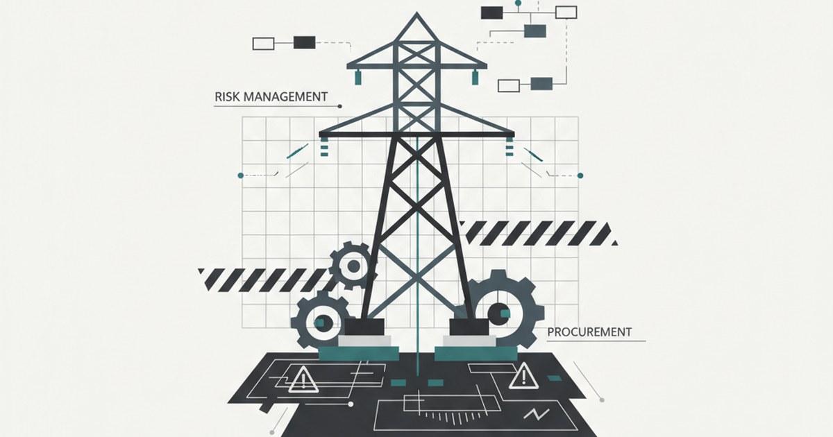 Editorial illustration for: **Managing Procurement Risk in Transmission Buildouts**